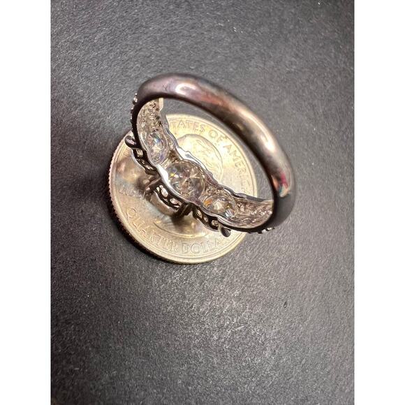Vintage 3 stone CZ sterling silver ring size 7 - Picture 5 of 16